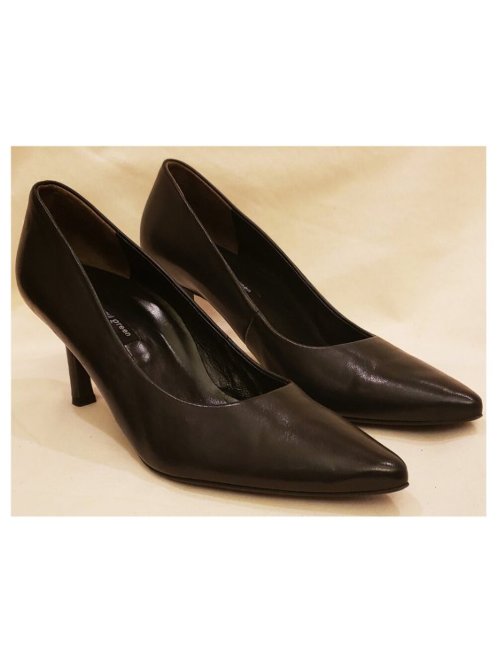 Paul Green Austria Black Leather Pointed-Toe Pumps Heels Size 5.5